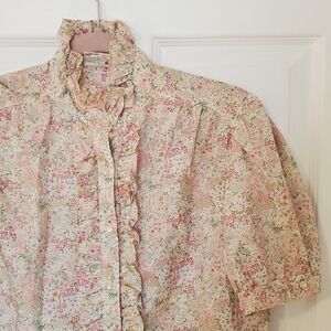 Country Suburbans Vintage Floral Ruffle Top Cottagecore Feminine Romantic Size 8